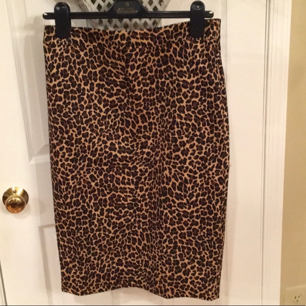 Jcrew leopard print pencil skirt.